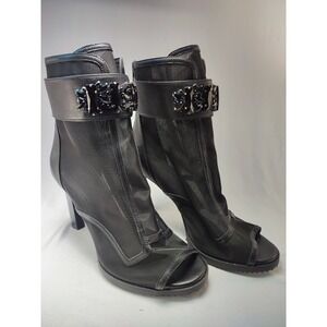 Karl Lagerfeld Paris Blayze Black Mesh Jeweled Heel Bootie Womens Size 10